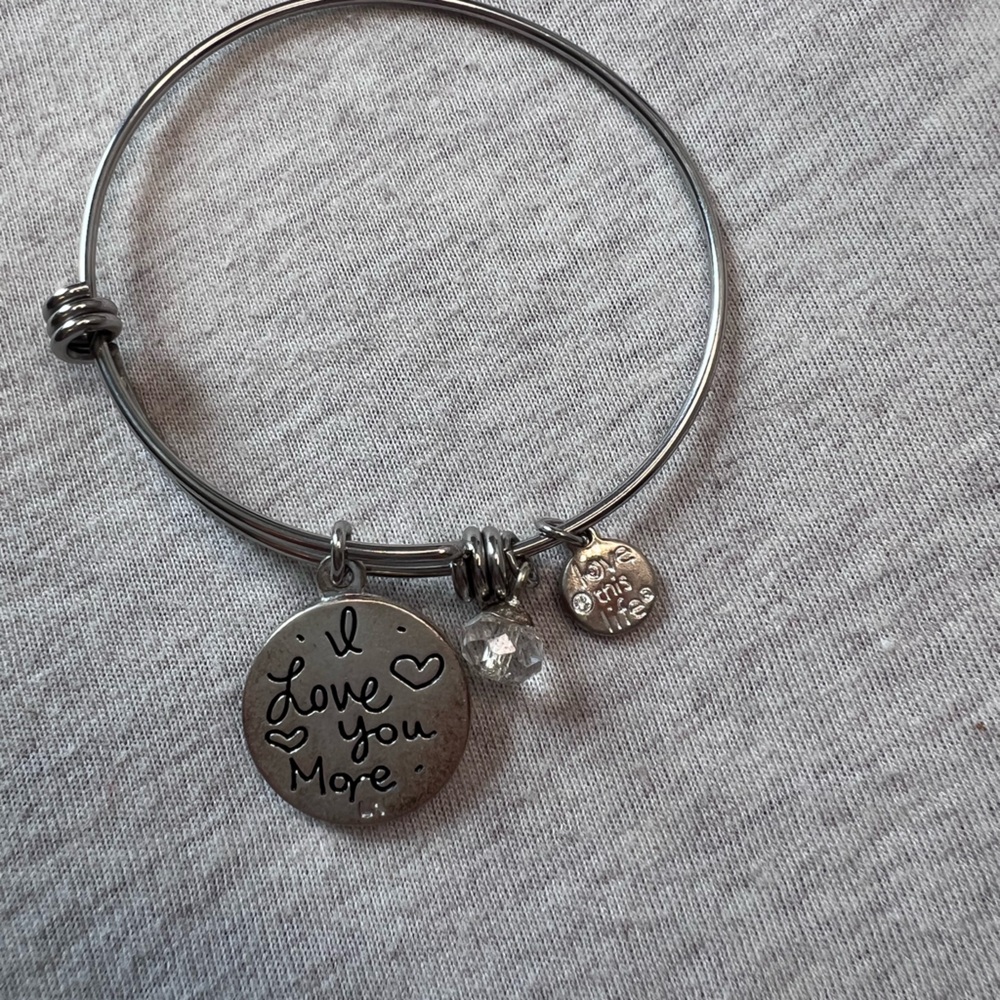 Silver Charm Bangle Bracelet with Adjustable Design